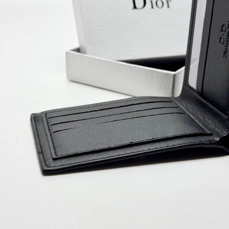 Dior Grained Bifold Wallet – Black