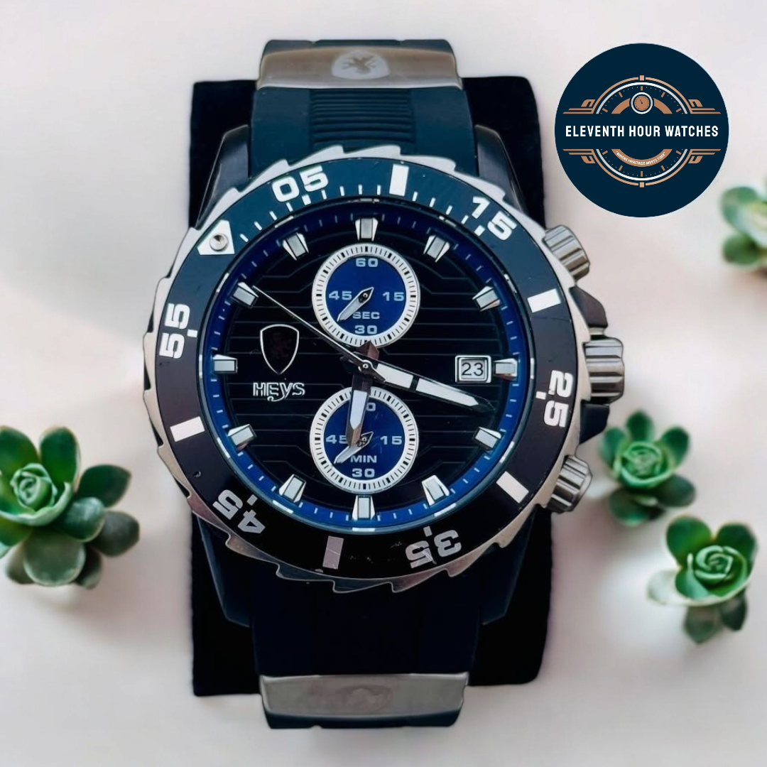 Heys Blue & Black Diver 200M Chronograph Quartz Men’s Watch 44mm