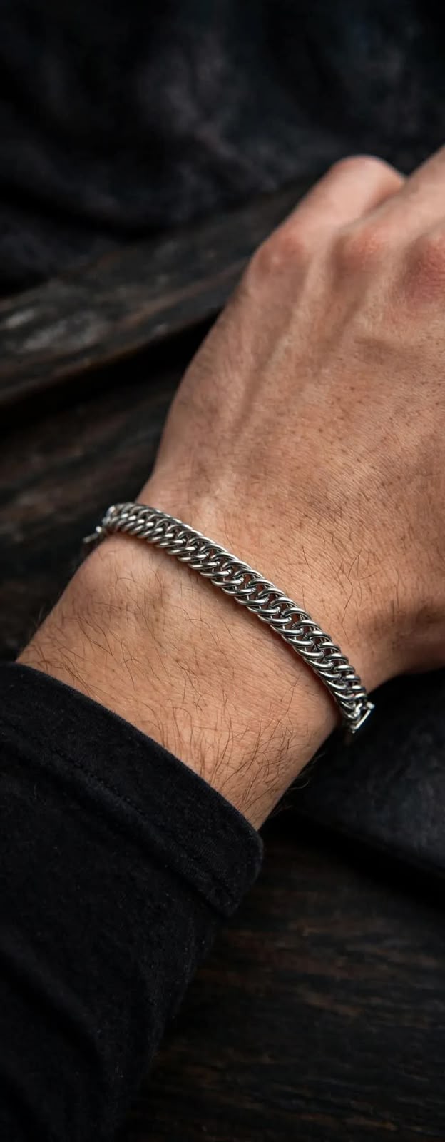 Silver Turkish Keel Bracelet for Men - Titanium Stainless Steel - Heavy Braided Chain - Anti-Fade