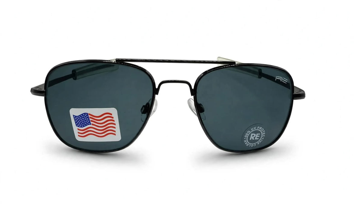 RE Black Aviator - Premium Square Aviator Sunglasses for Men - UV Protected