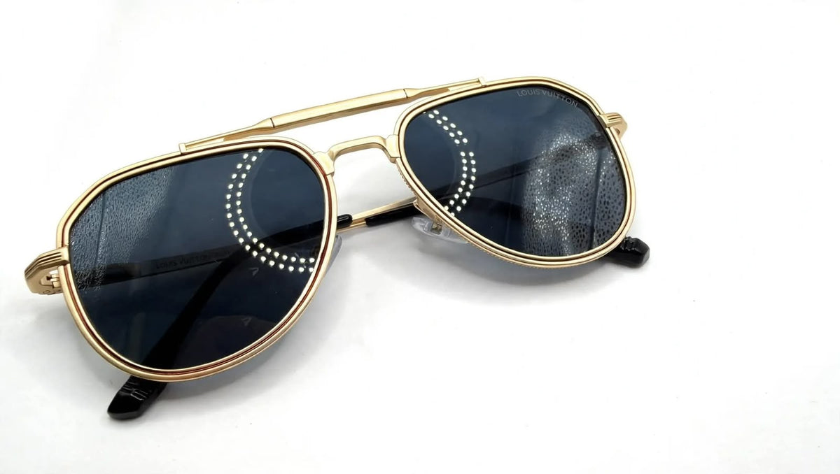 Louis Vuitton LV Gold - Premium Double Bridge Aviator Sunglasses for Men - Luxury Edition