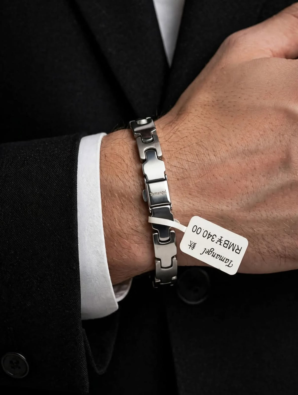 Tamangel Original - Silver H-Link Bracelet for Men - Titanium Stainless Steel - Premium Business Edition