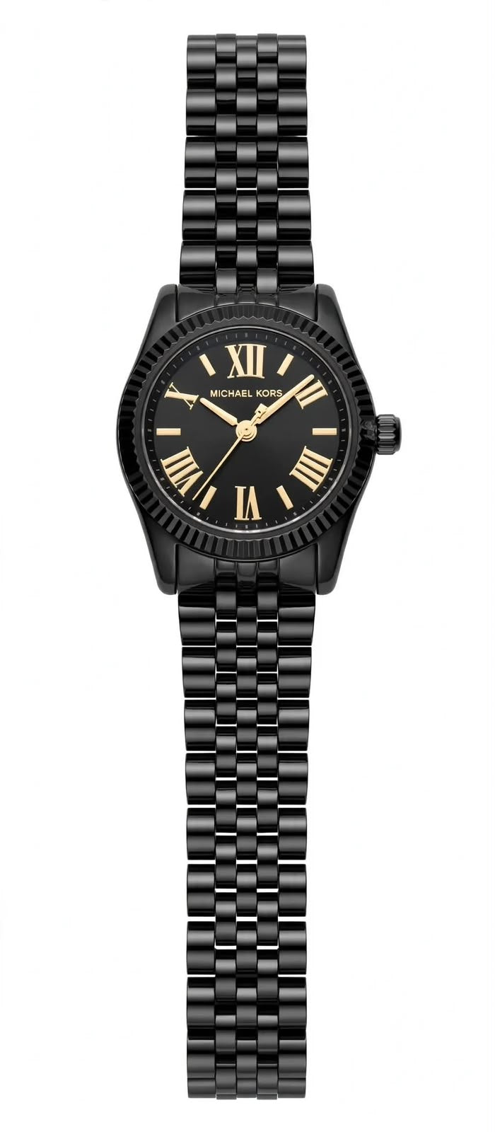 Michael Kors Lexington Black Edition | Black Dial Gold Roman Numerals | Fluted Bezel | Black Jubilee Bracelet | MK5879 Ladies Edition