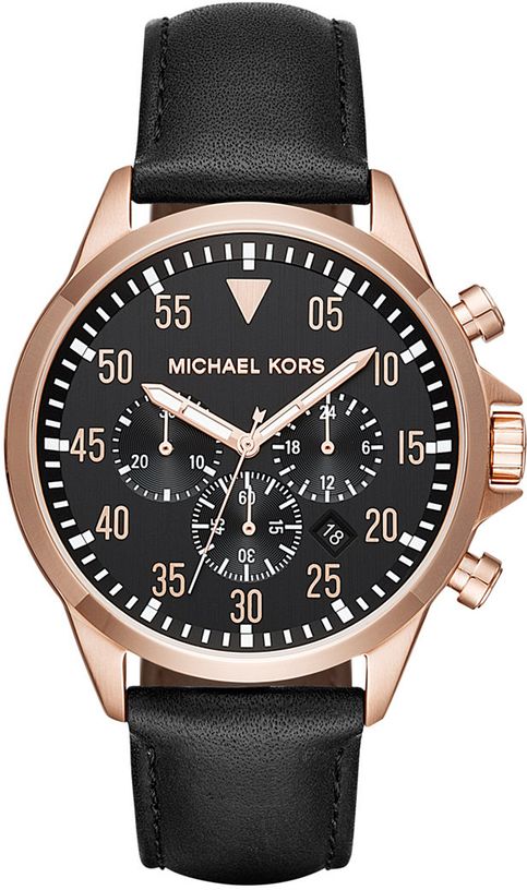 Men's Michael Kors Gage Chronograph Leather Strap Watch MK8535