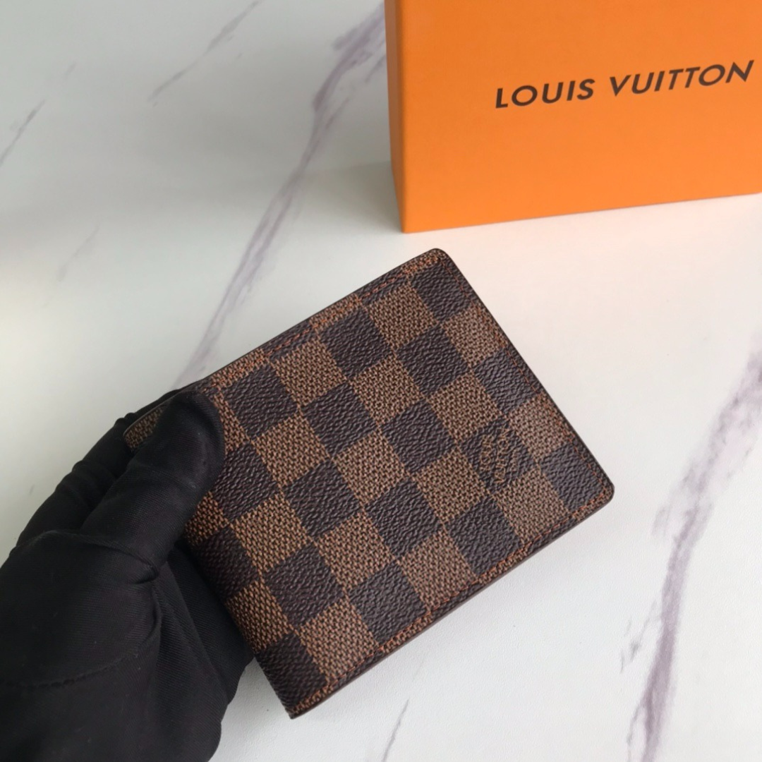 LV Bifold Men Wallet Textured Brown