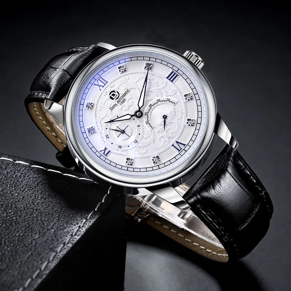 Dany Automatic 1989 men's automatic mechanical watch with a skeleton dial and Roman numerals