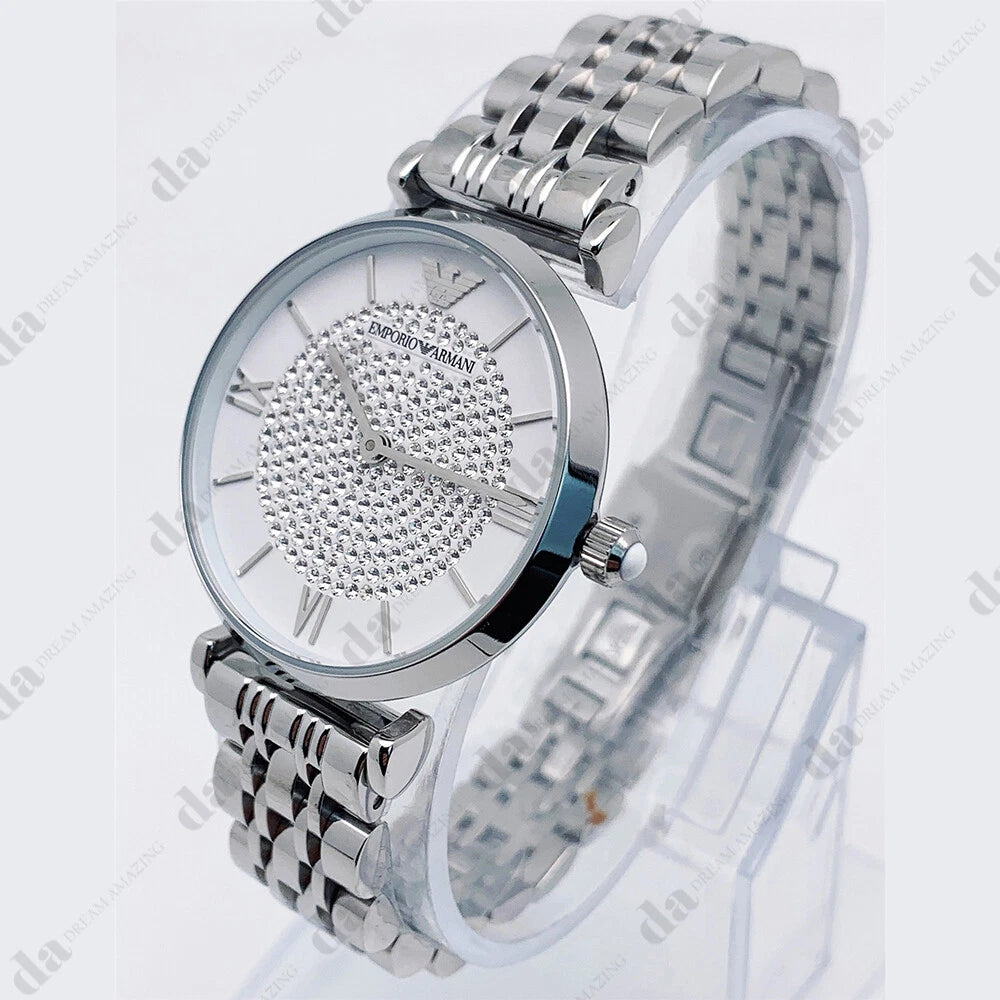 Emporio Armani AR1925 Silver White Dial Stainless Steel Bracelet Women's Watch