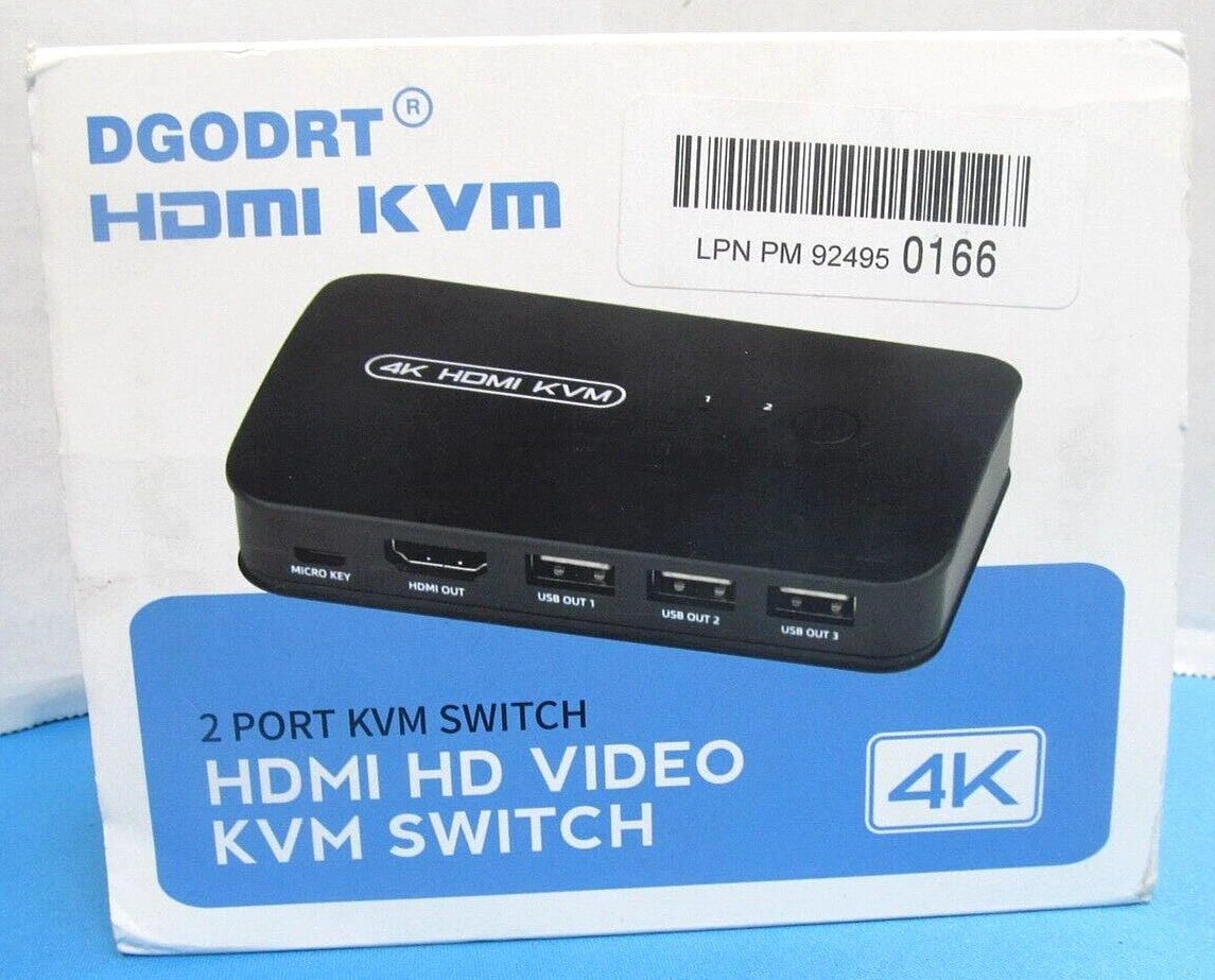 DGODRT 4K 2 Port KVM Switch HDMI HD Video, USB Selector for 2 Computers, KS604