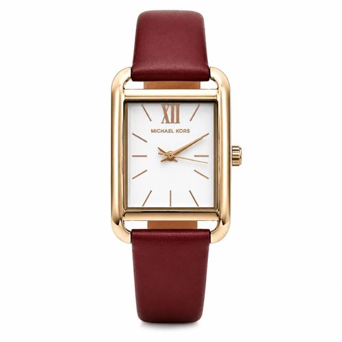 Michael Kors Burgundy Leather Three-Hand Watch MKO1089