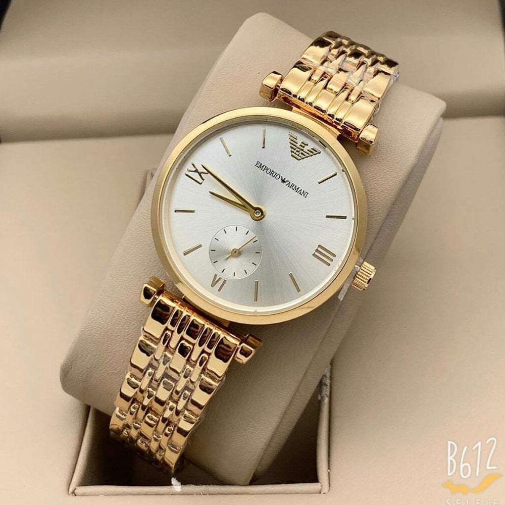 EMPORIO ARMANI - White Mother of Pearl Dial - Gold Edition - Premium Ladies Watch