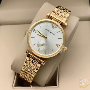 EMPORIO ARMANI - White Mother of Pearl Dial - Gold Edition - Premium Ladies Watch