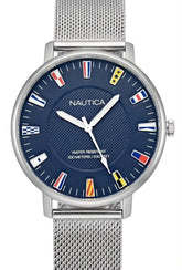 NAUTICA NAP N Dorm – Nautical Flag Dial – Blue Dial – Silver Mesh Strap – Men’s Watch – WR 100M / 330FT