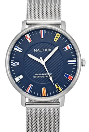NAUTICA NAP N Dorm – Nautical Flag Dial – Blue Dial – Silver Mesh Strap – Men’s Watch – WR 100M / 330FT