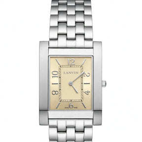 LANVIN PARIS - Rectangular Collection - Champagne Dial - Silver Stainless Steel - Swiss Made - Model LNC-10253