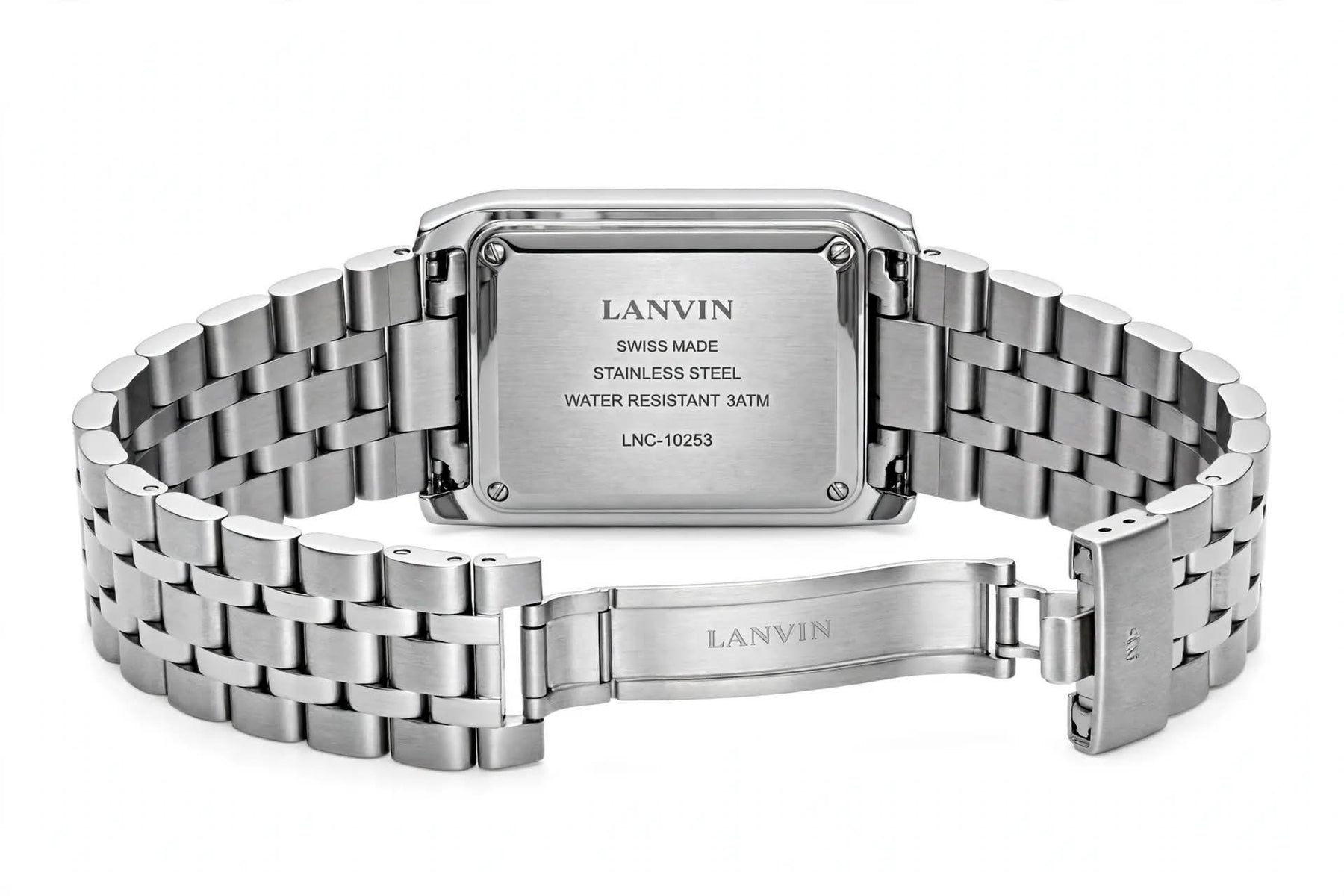 LANVIN PARIS - Rectangular Collection - Champagne Dial - Silver Stainless Steel - Swiss Made - Model LNC-10253