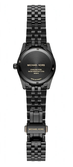 Michael Kors Lexington Black Edition | Black Dial Gold Roman Numerals | Fluted Bezel | Black Jubilee Bracelet | MK5879 Ladies Edition