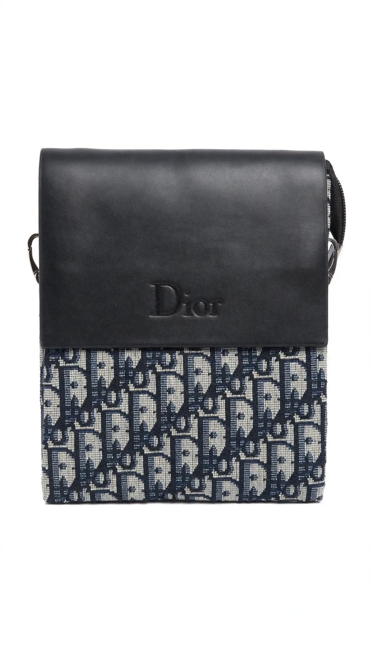 Dior Oblique Crossbody Pouch - Black Leather Flap | Vertical Sling Bag
