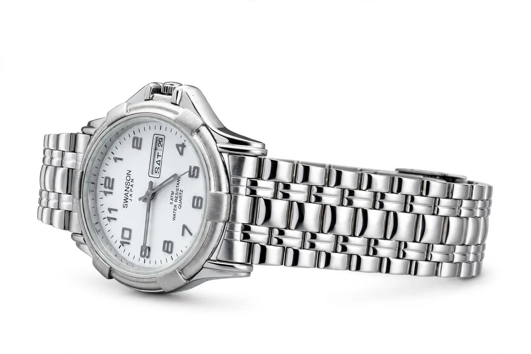 SWANSON JAPAN - White Dial Day &amp; Date - 5 ATM - Silver Edition