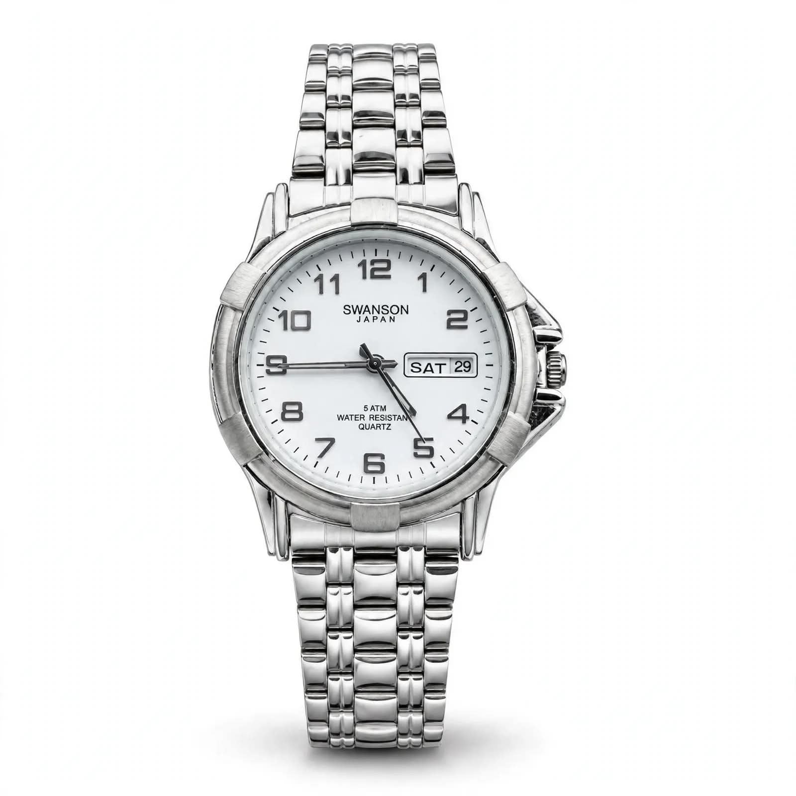 SWANSON JAPAN - White Dial Day &amp; Date - 5 ATM - Silver Edition
