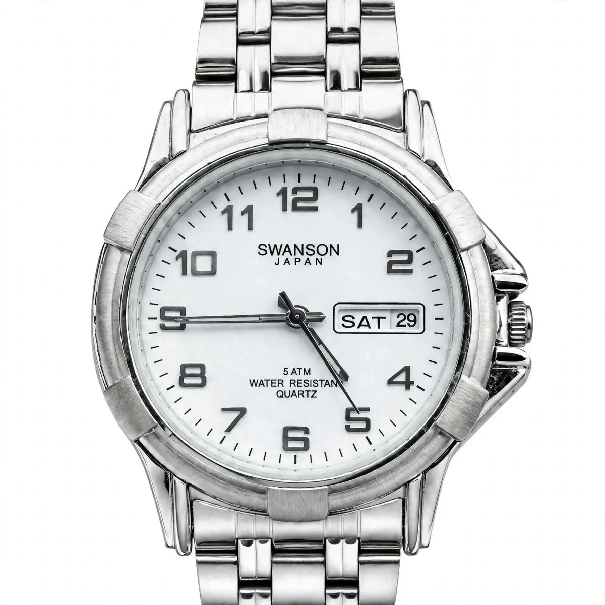 SWANSON JAPAN - White Dial Day &amp; Date - 5 ATM - Silver Edition
