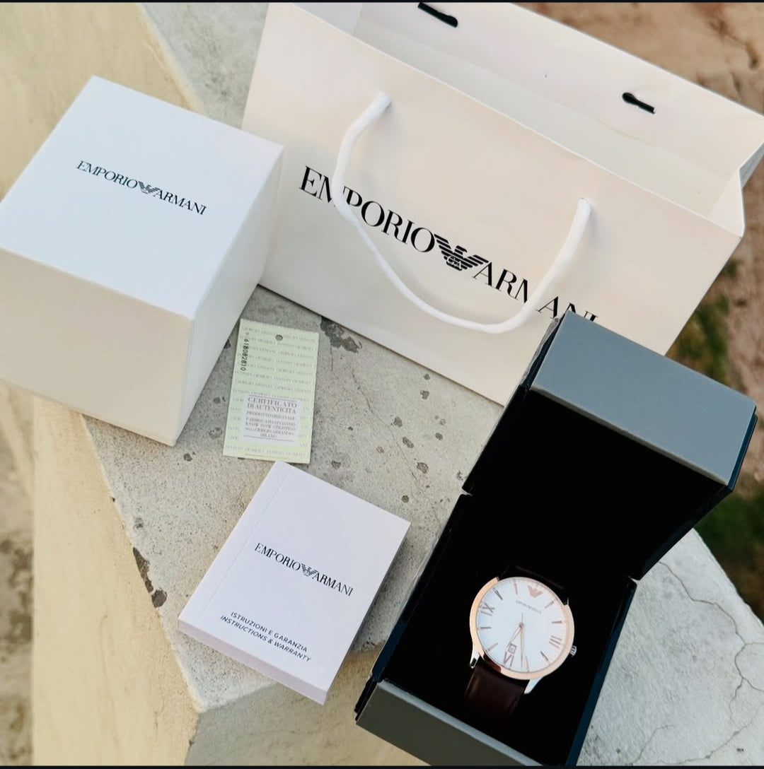 EMPORIO ARMANI GIOVANNI AR11211 Brown Leather AUTHENTIC NEW