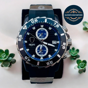 Heys Blue & Black Diver 200M Chronograph Quartz Men’s Watch 44mm