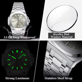 POEDAGAR Fashion Square Men's Watches