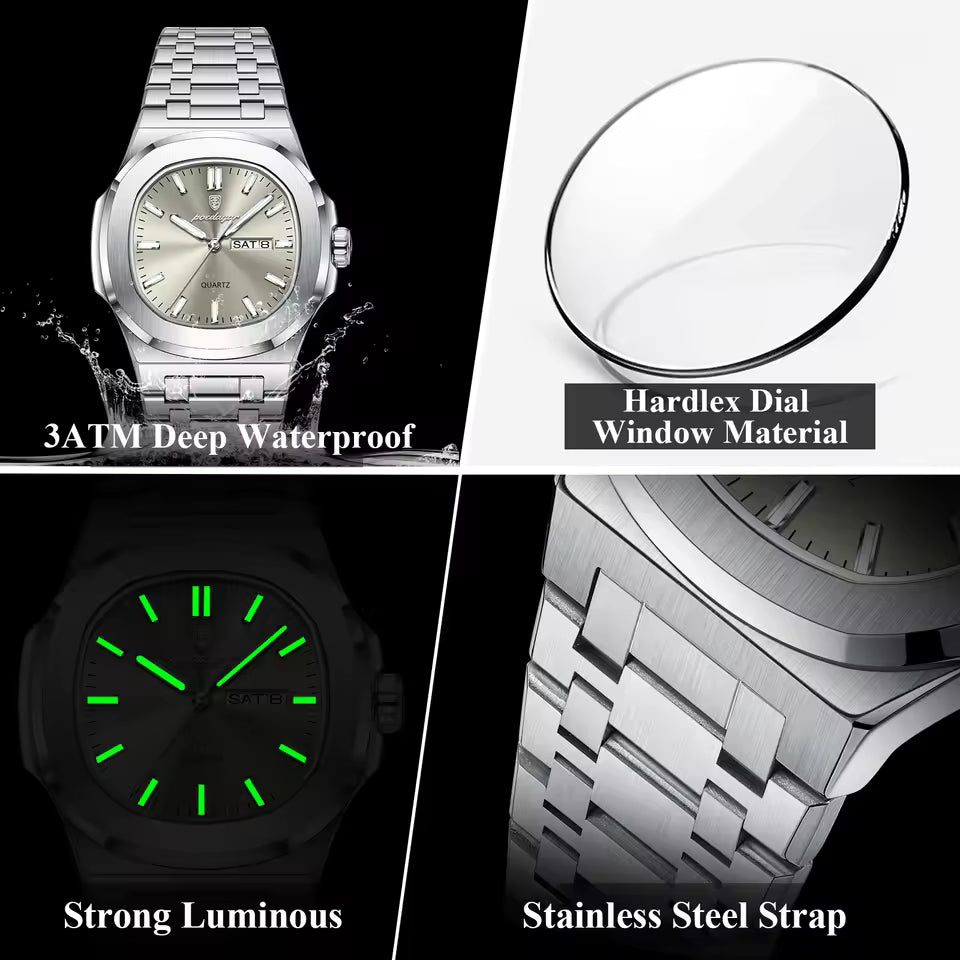 POEDAGAR Fashion Square Men's Watches