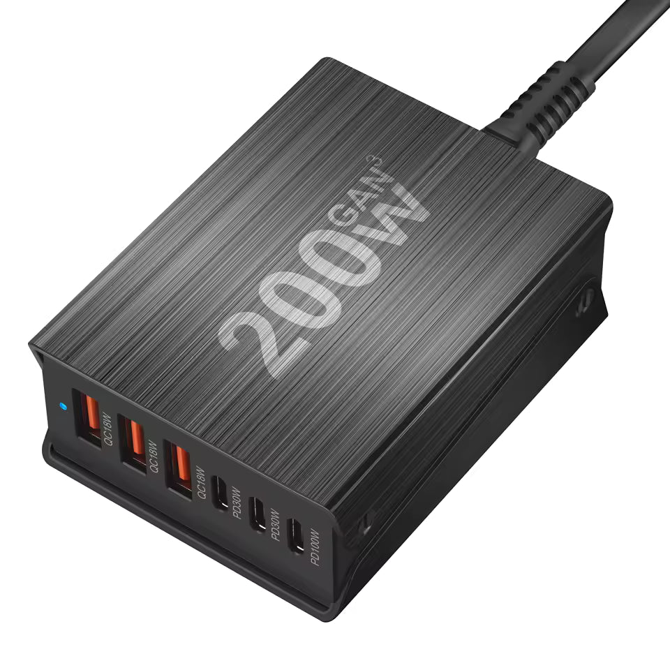 200W 6-Port GaN Charging Station