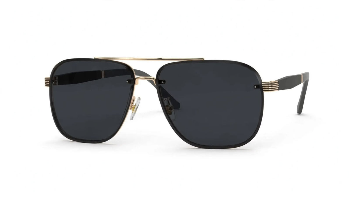 Gucci GG - Premium Black Gold Square Aviator Sunglasses for Men - Luxury Edition