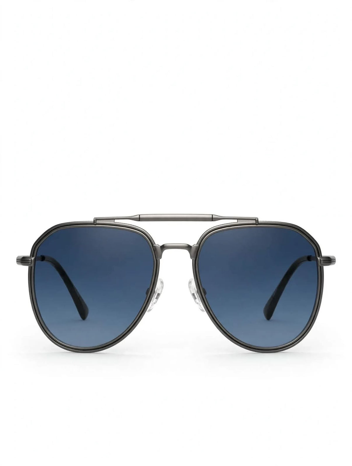Platform - Blue Gunmetal Aviator Sunglasses for Men - Gradient Blue Lens - Luxury Double Bridge Edition