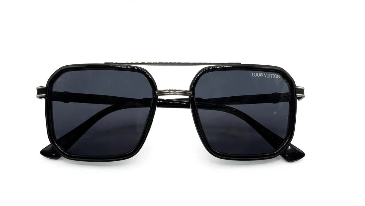 Louis Vuitton LV - Premium Black Square Double Bridge Sunglasses for Men - Boss Edition