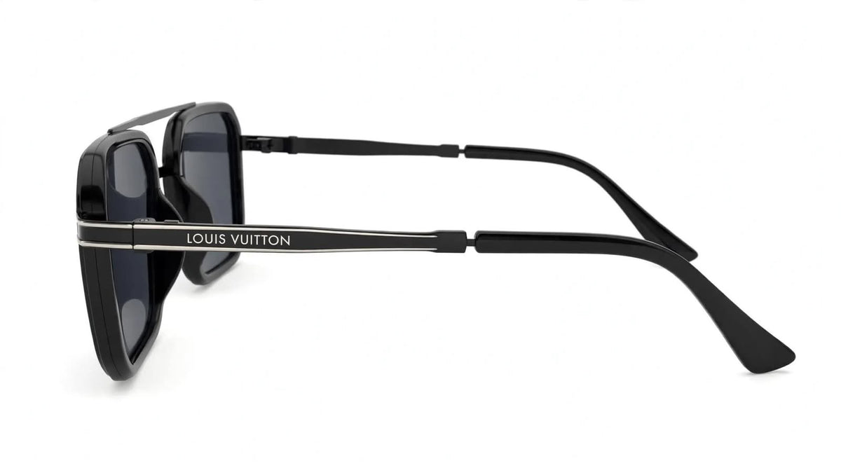 Louis Vuitton LV - Premium Black Square Double Bridge Sunglasses for Men - Boss Edition