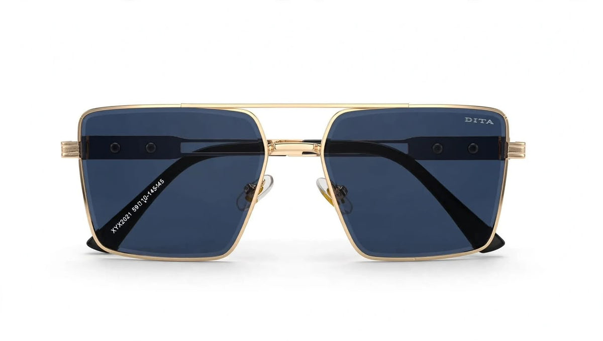 DITA X2021 - Gold Square Sunglasses for Men - Dark Blue Lens - Kabir Singh Style