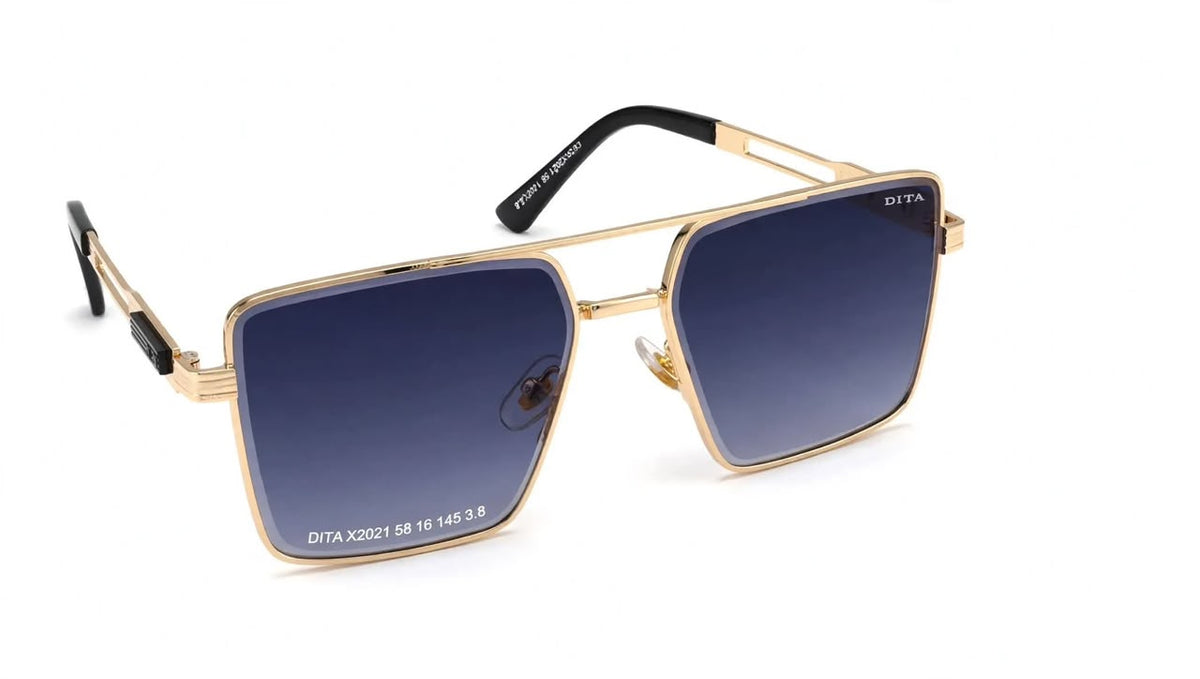 DITA X2021 - Gold Square Sunglasses for Men - Dark Blue Lens - Kabir Singh Style