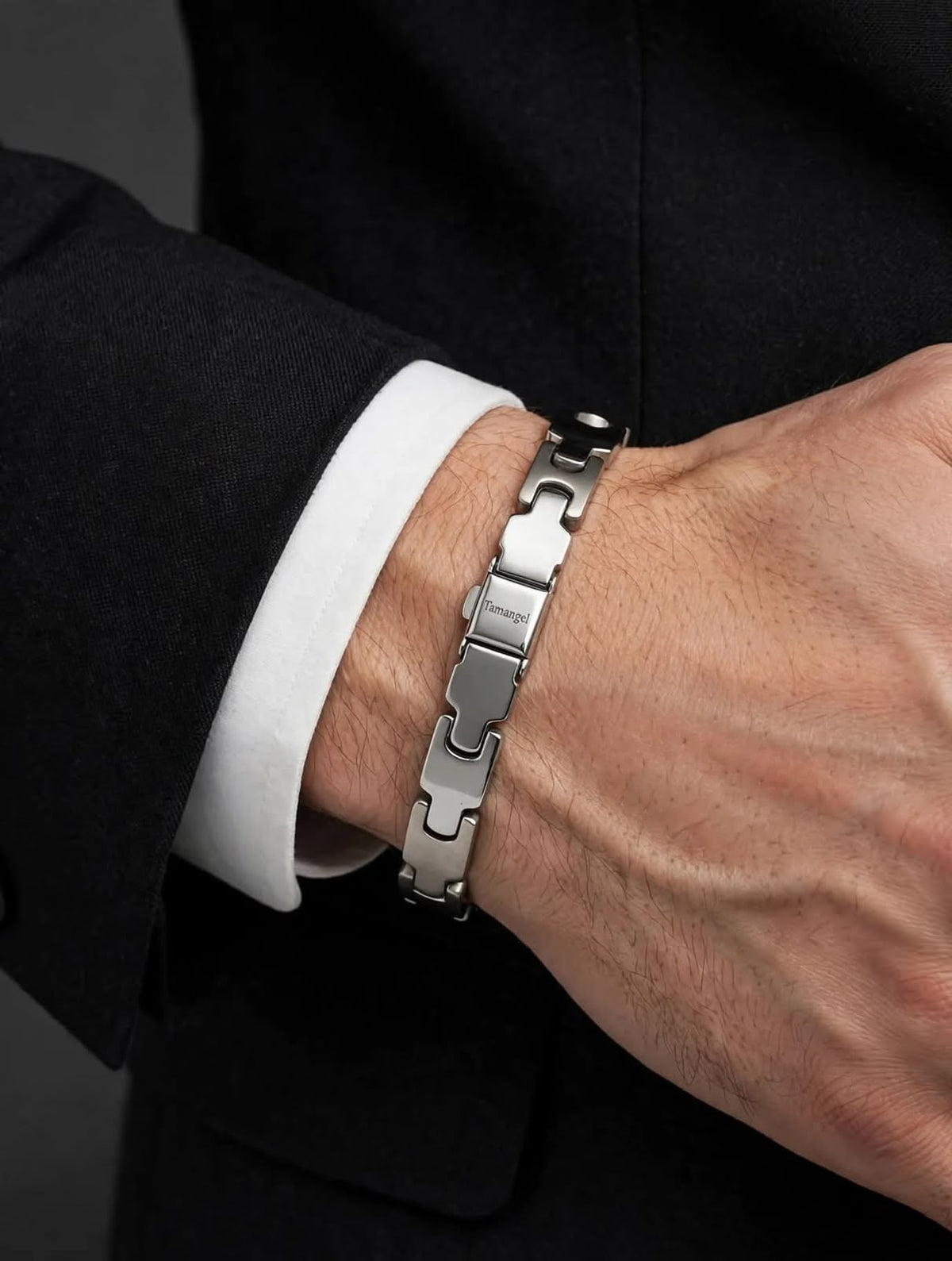 Tamangel Original - Silver H-Link Bracelet for Men - Titanium Stainless Steel - Premium Business Edition