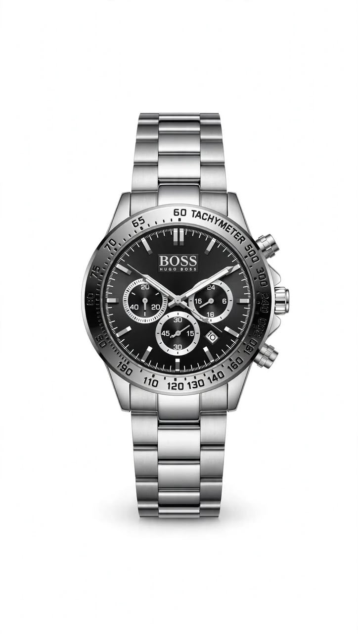 BOSS Hugo Boss Chronograph | Tachymeter Edition | Black Dial Silver Chain | Master Copy