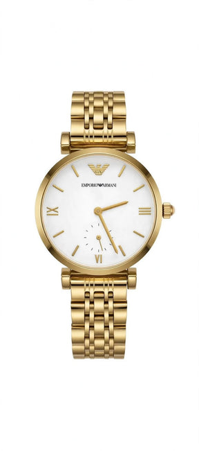 EMPORIO ARMANI - White Mother of Pearl Dial - Gold Edition - Premium Ladies Watch
