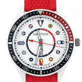 Nautica N83 White Nautic Mix - Red Silicone | Nautical Flag Dial