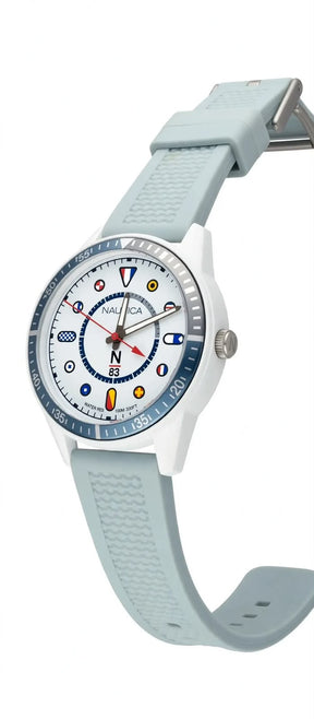 Nautica N83 White Nautic Mix - Sky Blue Silicone | Nautical Flag Dial