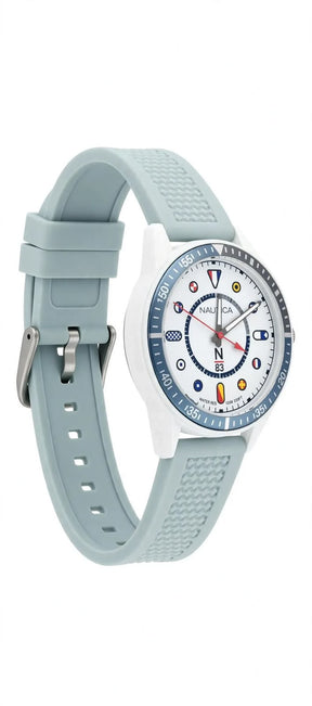 Nautica N83 White Nautic Mix - Sky Blue Silicone | Nautical Flag Dial
