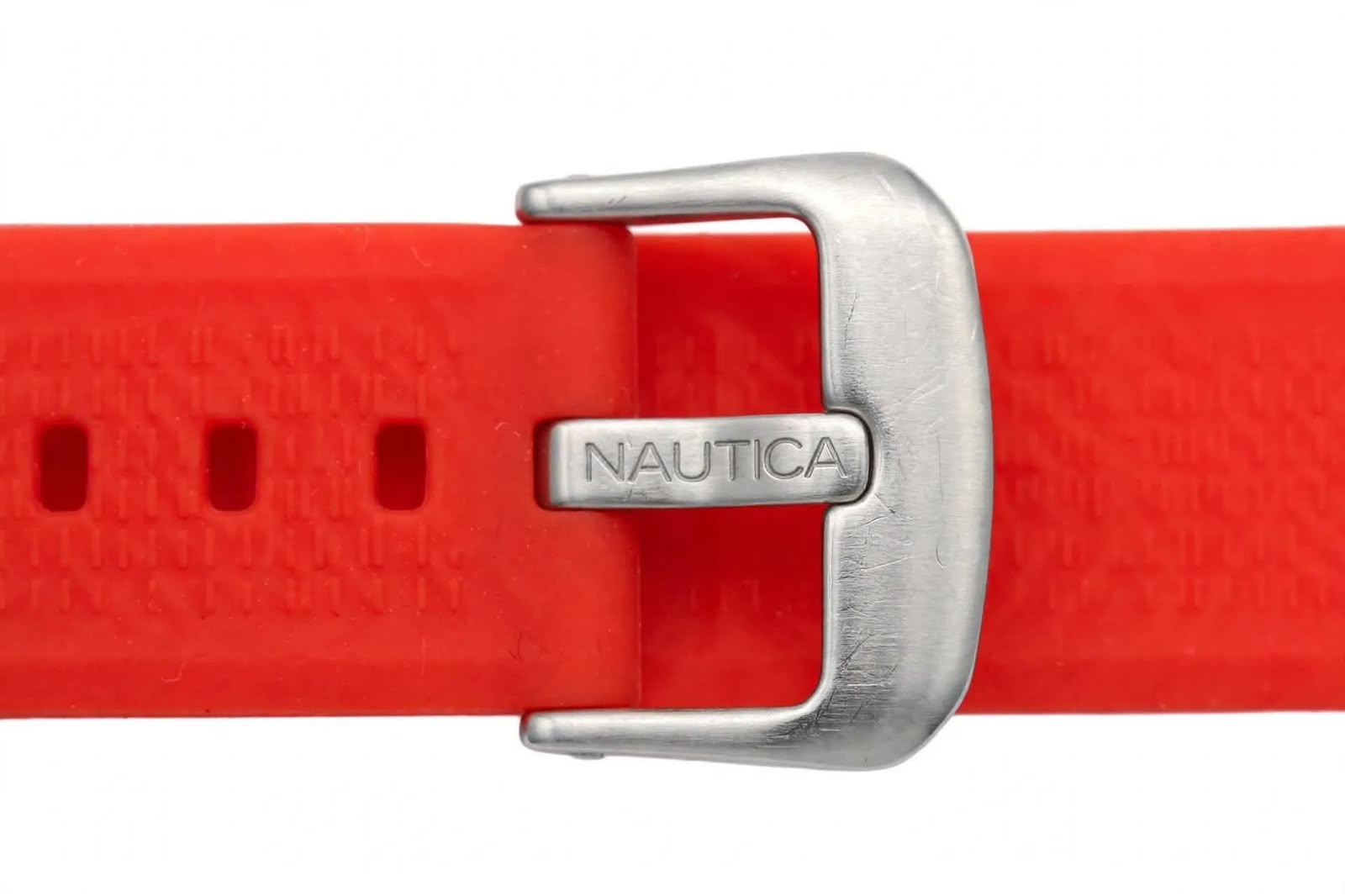 NAUTICA N-83 – White Dial with 12 Nautical Flags – Red & Grey Bezel  Red Silicone Strap – Men’s Diver Watch – 100M Water Resistant