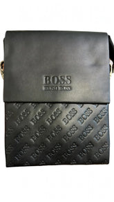 BOSS HUGO BOSS Premium Crossbody Sling Bag – All-Over Embossed BOSS Pattern – Black