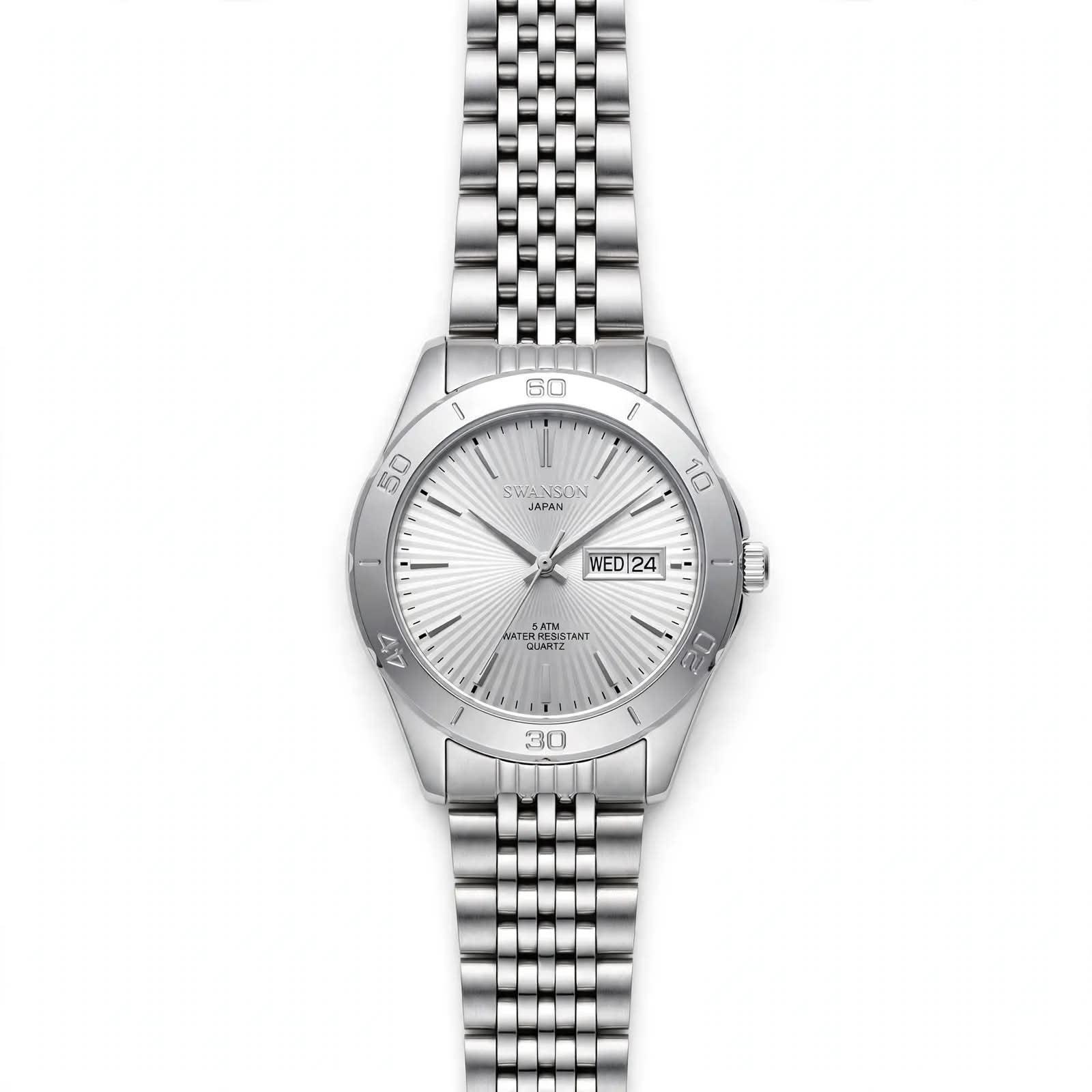 SWANSON JAPAN - Silver Sunburst Dial - Silver Jubilee Edition - Day Date - Sport Bezel