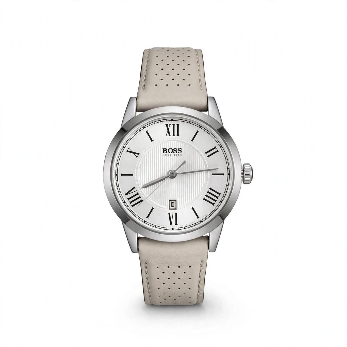 Hugo Boss Roman Beige Leather Watch - White Executive Dial - Date Working - For Mens
