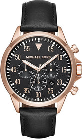 Men's Michael Kors Gage Chronograph Leather Strap Watch MK8535