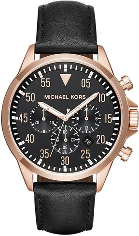 Men's Michael Kors Gage Chronograph Leather Strap Watch MK8535