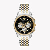 Emporio Armani Chronograph Two-Tone Black Dial Men's Watch - AR11713