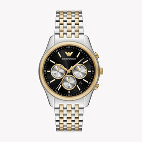 Emporio Armani Chronograph Two-Tone Black Dial Men's Watch - AR11713
