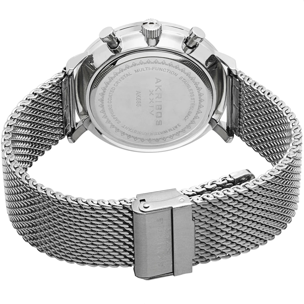 Akribos XXIV AK685SS Men's Ultimate Stainless Steel Mesh Bracelet Date Watch